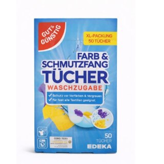 EDEKA Chusteczki wyłapujące kolor EDEKA 50 szt. - ochrona przed farbowaniem i szarzeniem ubrań
