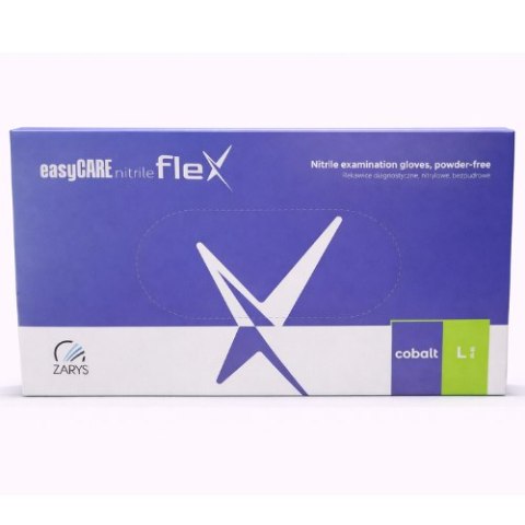 EasyCARE Rękawice nitrylowe easyCARE flex cobalt L - bezpudrowe, jednorazowe, diagnostyczne