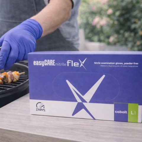 EasyCARE Rękawice nitrylowe easyCARE flex cobalt L - bezpudrowe, jednorazowe, diagnostyczne