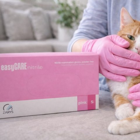EasyCARE Rękawice nitrylowe easyCARE pink S - bezpudrowe, jednorazowe, diagnostyczne