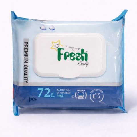 Fresh Chusteczki nawilżane Fresh Baby 72 szt. - bez alkoholu, delikatne dla skóry dziecka