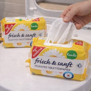 Papier toaletowy nawilżany Frisch & Sanft Kamille - wilgotny papier WC, delikatny dla skóry