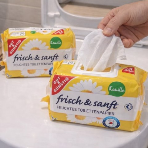 Papier toaletowy nawilżany Frisch & Sanft Kamille - wilgotny papier WC, delikatny dla skóry
