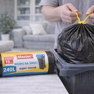 Worki na śmieci Master 240L - 10 szt., super mocne, duże worki na odpady