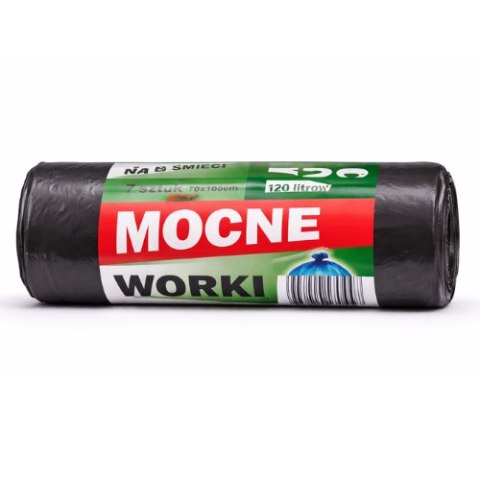 Worki na śmieci mocne 120L - 7 szt., wytrzymałe, duże worki na odpady