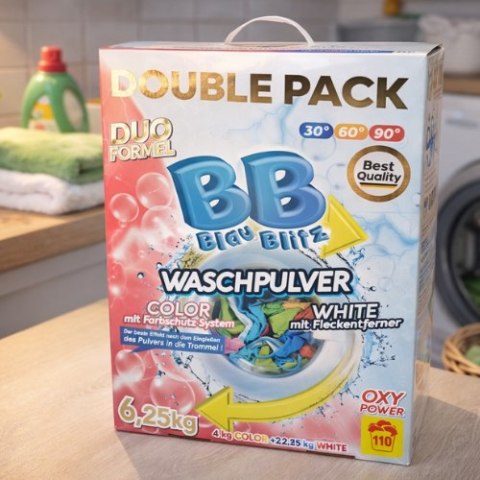 Blau Blitz Proszek do prania Blau Blitz 6,25 kg Double Pack – Color + White, 2w1, Oxy Power