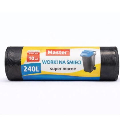 Worki na śmieci Master 240L - 10 szt., super mocne, duże worki na odpady