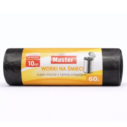 Worki na śmieci Master 60L - 10 szt., mocne, z taśmą ściągającą
