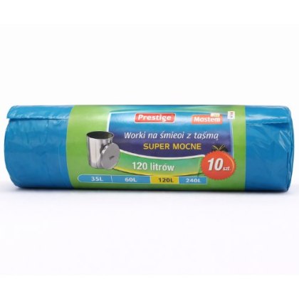 Worki na śmieci Prestige 120L - 10 szt., super mocne, z taśmą ściągającą