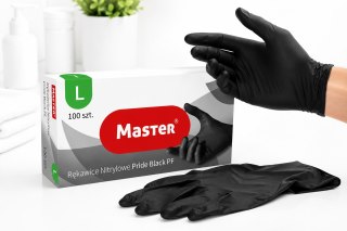 Rękawice Nitrylowe Czarne Master Pride Black PF L 100 szt Bezpudrowe Nitryl