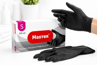 Rękawice Nitrylowe Czarne Master Pride Black PF S 100 szt Bezpudrowe Nitryl
