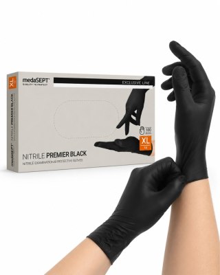 Rękawice Nitrylowe MedaSEPT Nitrile Premier Black XL 100 szt Czarne Bezpudrowe