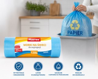 Worki Na Śmieci Do Segregacji Papier 120L 25 Szt Master Niebieskie