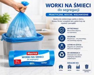 Worki Do Segregacji Papier 60L 10szt Master Niebieskie