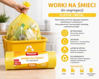 Worki Na Śmieci Do Segregacji Plastik Metal 60L 10 Szt Master Żółte