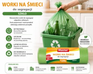 Worki Na Śmieci Do Segregacji Szkło 60L 10 Szt Master Zielone