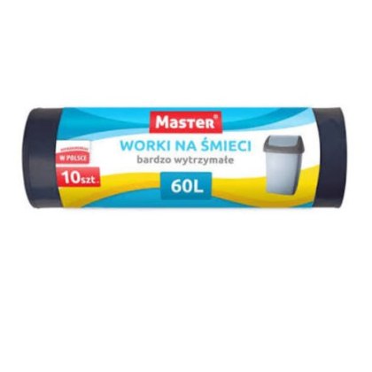 Worki Na Śmieci Master 60L 10 Szt Bardzo Wytrzymałe Czarne