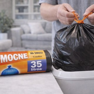 Worki na śmieci mocne 35L – 15 szt., wytrzymałe, 50x60 cm