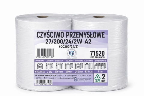CZYŚCIWO PRZEMYSŁOWE 2W 200m 24 cm - 2 rolki - perforowane -