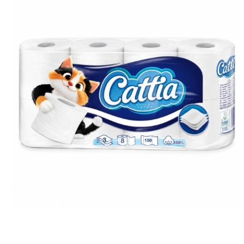 Papier Toaletowy Cattia 8 Rolek 3 Warstwy 150 Listków