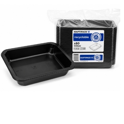 Pojemnik Obiadowy PP Czarny 1135ml MAPTIPACK 80szt