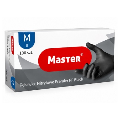 Rękawice Nitrylowe Czarne Master Premier PF Black M 100 szt Bezpudrowe Nitryl