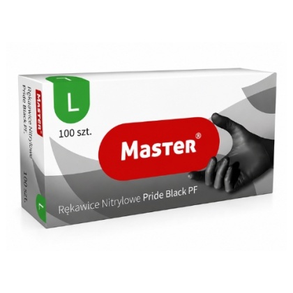 Rękawice Nitrylowe Czarne Master Pride Black PF L 100 szt Bezpudrowe Nitryl