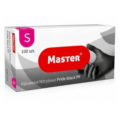 Rękawice Nitrylowe Czarne Master Pride Black PF S 100 szt Bezpudrowe Nitryl