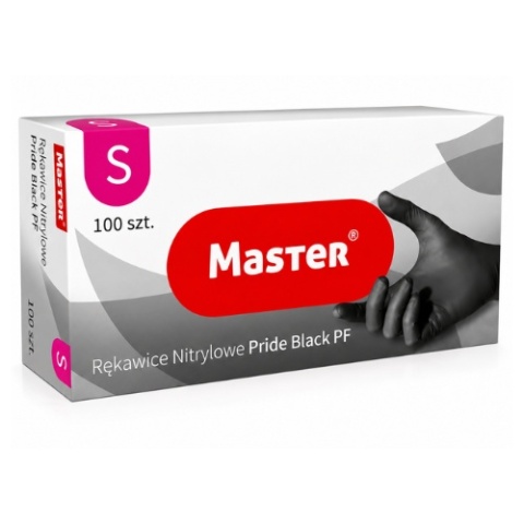 Rękawice Nitrylowe Czarne Master Pride Black PF S 100 szt Bezpudrowe Nitryl