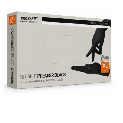 Rękawice Nitrylowe MedaSEPT Nitrile Premier Black XL 100 szt Czarne Bezpudrowe