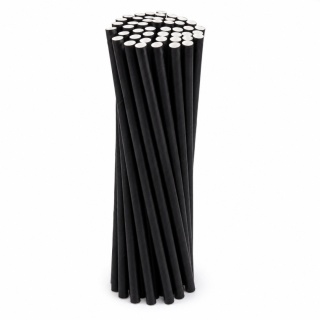 Słomki Papierowe Czarne 8x195mm 100szt BIO Ekologiczne