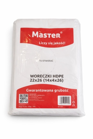 Woreczki foliowe HDPE 22x26 cm Master – zrywki, mocne, do żywności