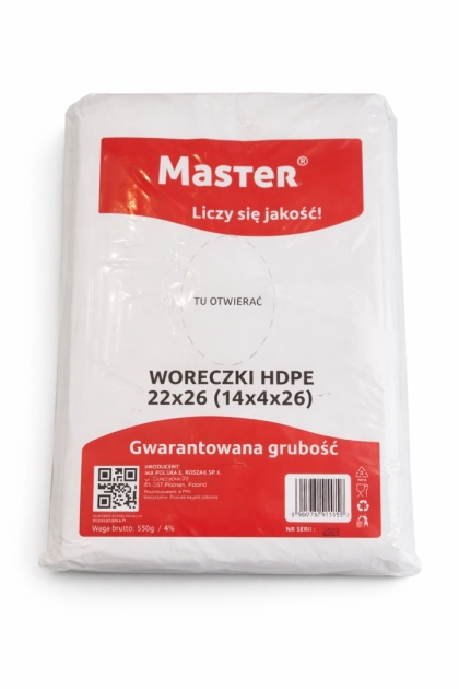 Woreczki foliowe HDPE 22x26 cm Master - zrywki, mocne, do żywności