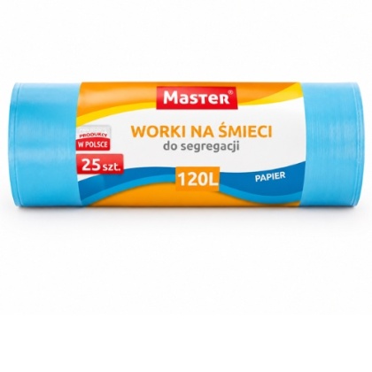 Worki Na Śmieci Do Segregacji Papier 120L 25 Szt Master Niebieskie