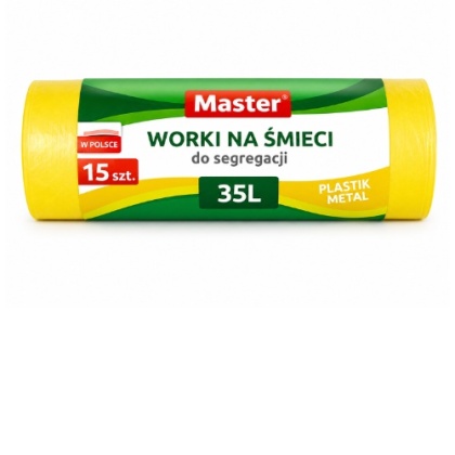 Worki Na Śmieci Do Segregacji Plastik Metal 35L 15 Szt Master Żółte
