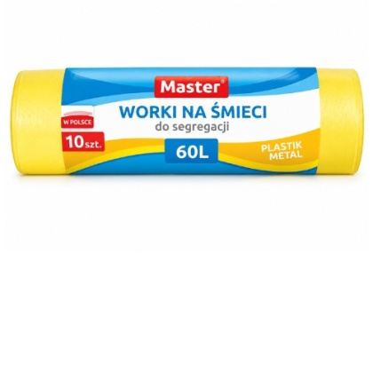 Worki Na Śmieci Do Segregacji Plastik Metal 60L 10 Szt Master Żółte