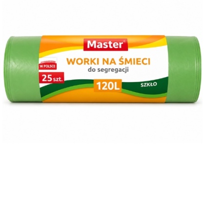 Worki Na Śmieci Do Segregacji Szkło 120L 25 Szt Master Zielone