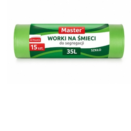 Worki Na Śmieci Do Segregacji Szkło 35L 15 Szt Master Zielone
