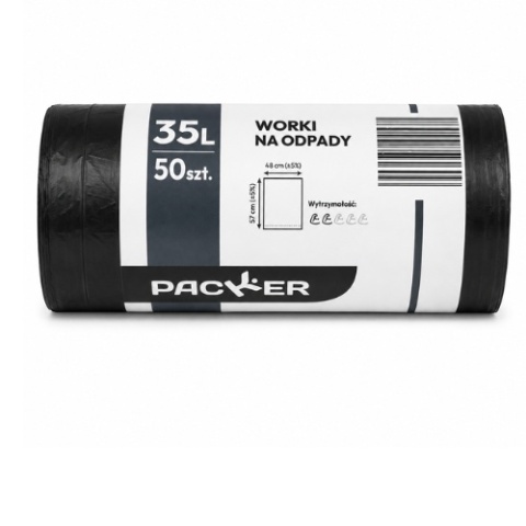 Worki Na Śmieci 35L 50szt HD Czarne Packer