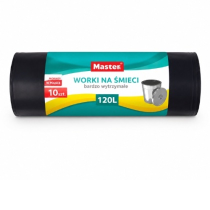 Worki Na Śmieci Master 120L 10 Szt Bardzo Wytrzymałe Czarne