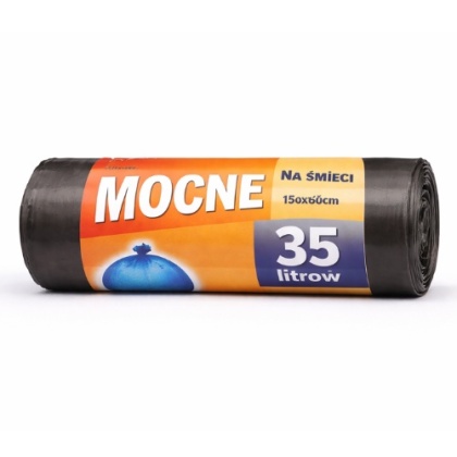 Worki na śmieci mocne 35L - 15 szt., wytrzymałe, 50x60 cm